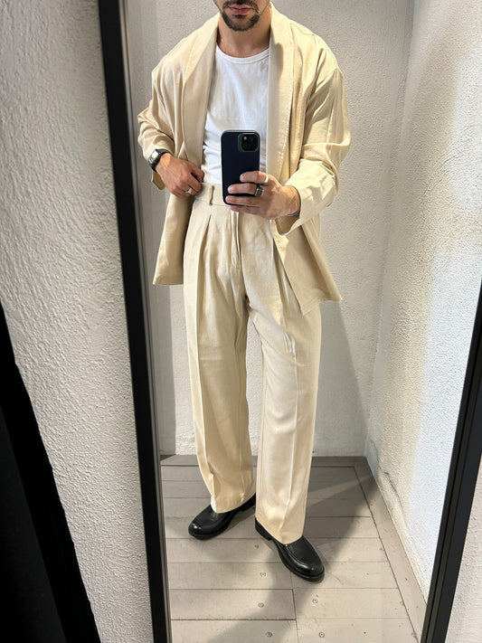 PANTALONE KIMONO IN MISTO LINO - 1384