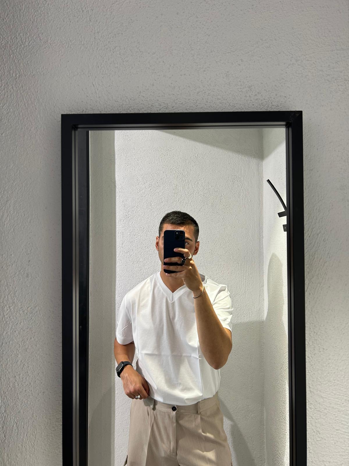 T SHIRT IN FILO DI SCOZIA SCOLLO A V - 1361