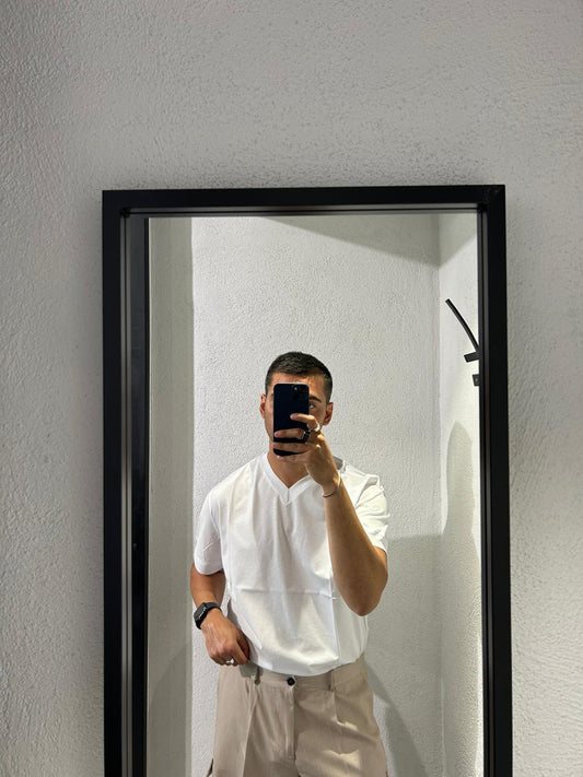 T SHIRT IN FILO DI SCOZIA SCOLLO A V - 1361