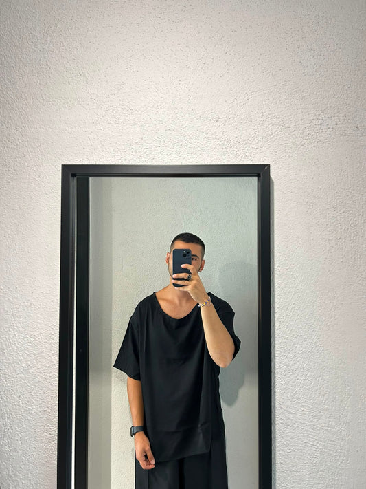 T-SHIRT OVER SCOLLO A BARCA IN MISTO VISCOSA - 1671
