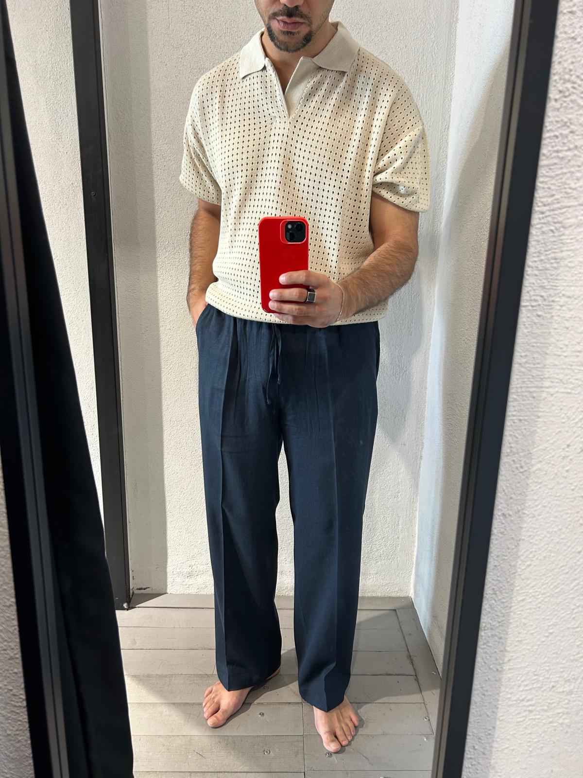 JOGGER FONDO COMODO IN MISTO LINO - 1717