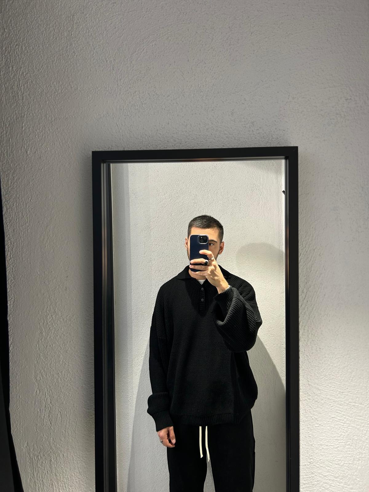 MAGLIONE POLO OVERSIZE CON BOTTONI - 1259