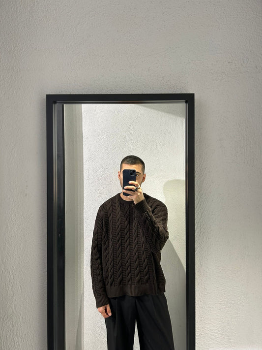 PULLOVER GIROCOLLO CON TRAMA CROP FIT - 1550