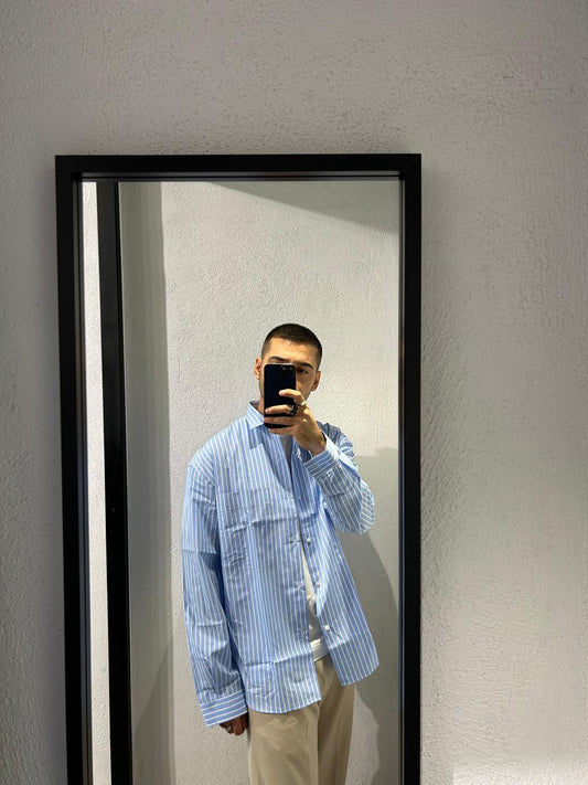 CAMICIA RIGATA OVERSIZE IN COTONE - 1521