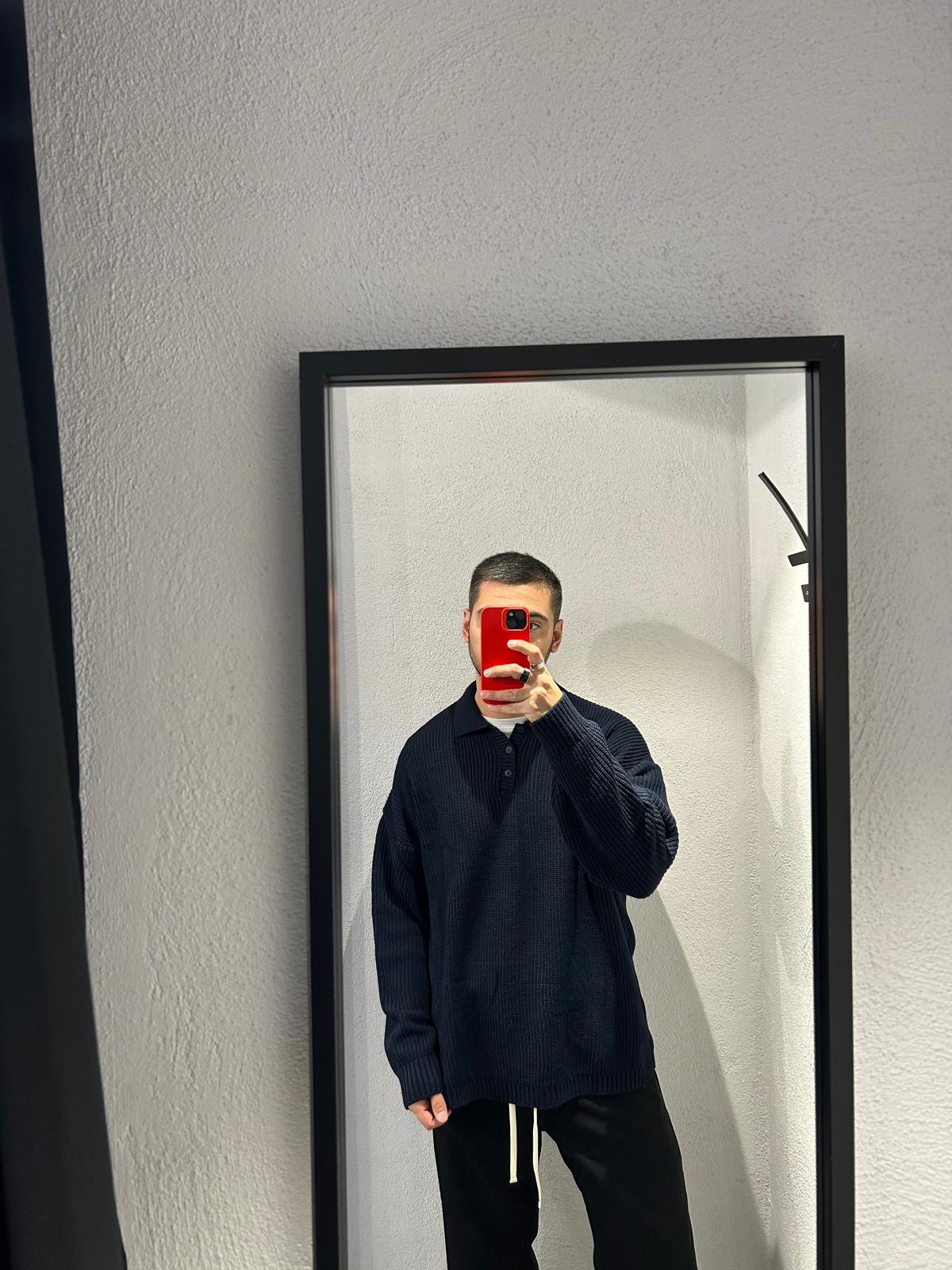 MAGLIONE POLO OVERSIZE CON BOTTONI - 1259