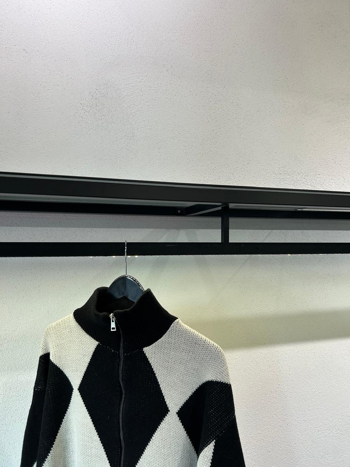 CARDIGAN FULL ZIP COLLO ALTO CON TRAMA - 1566