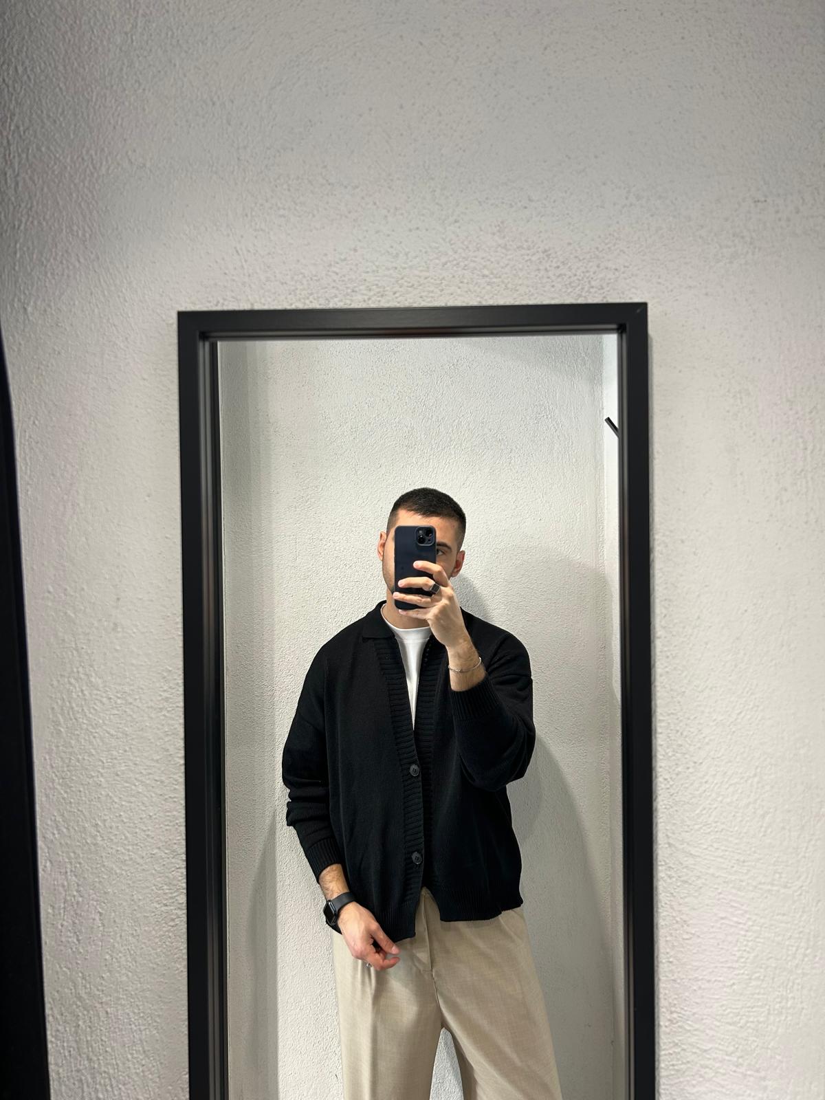 CARDIGAN COLLO POLO DUE BOTTONI IN FILO - 1601