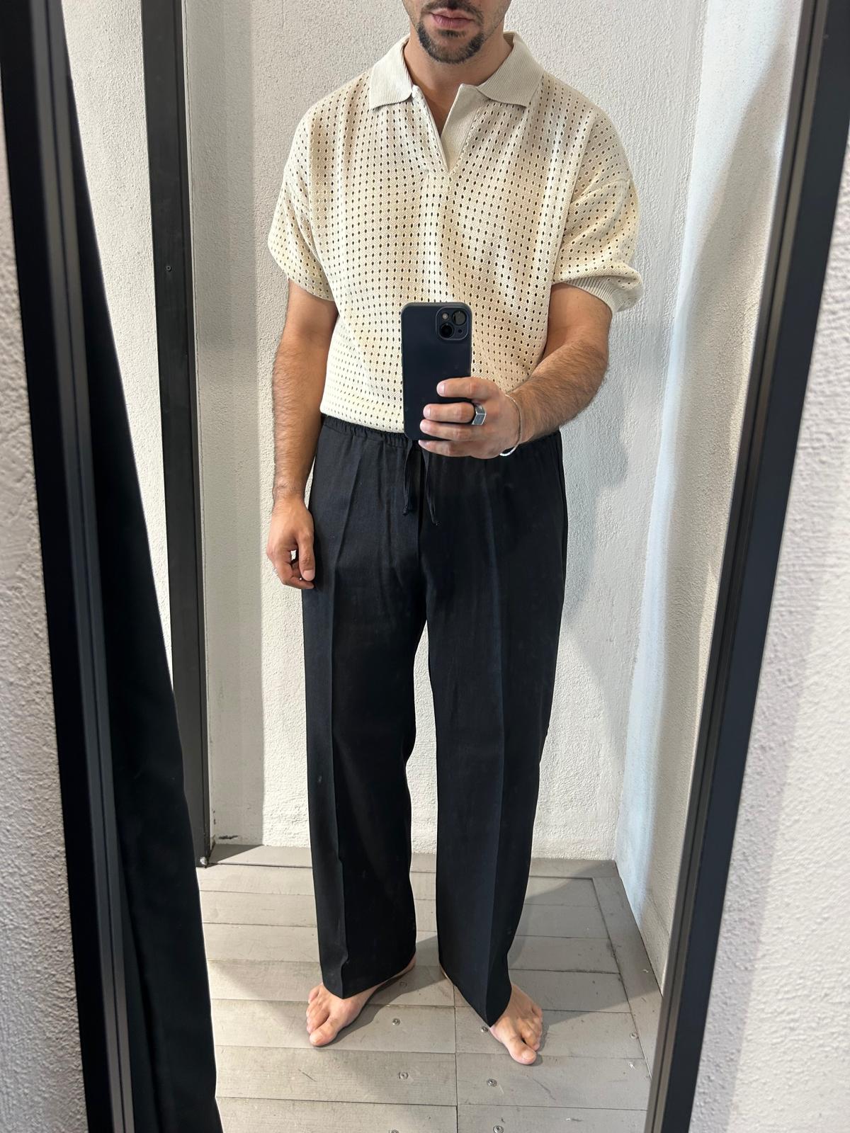 JOGGER FONDO COMODO IN MISTO LINO - 1717