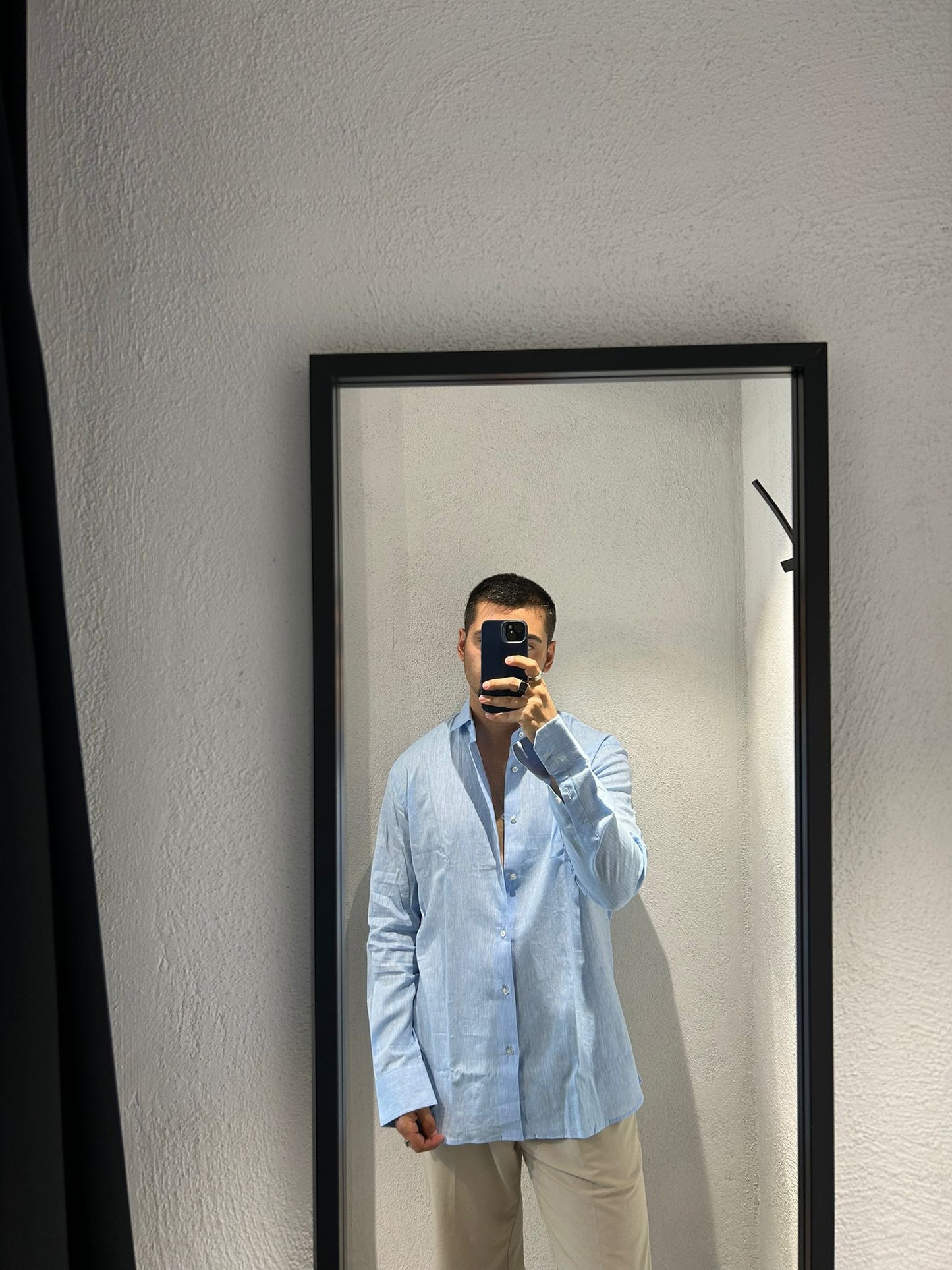 CAMICIA REGULAR IN LINO COLLO FRANCESE - 1392