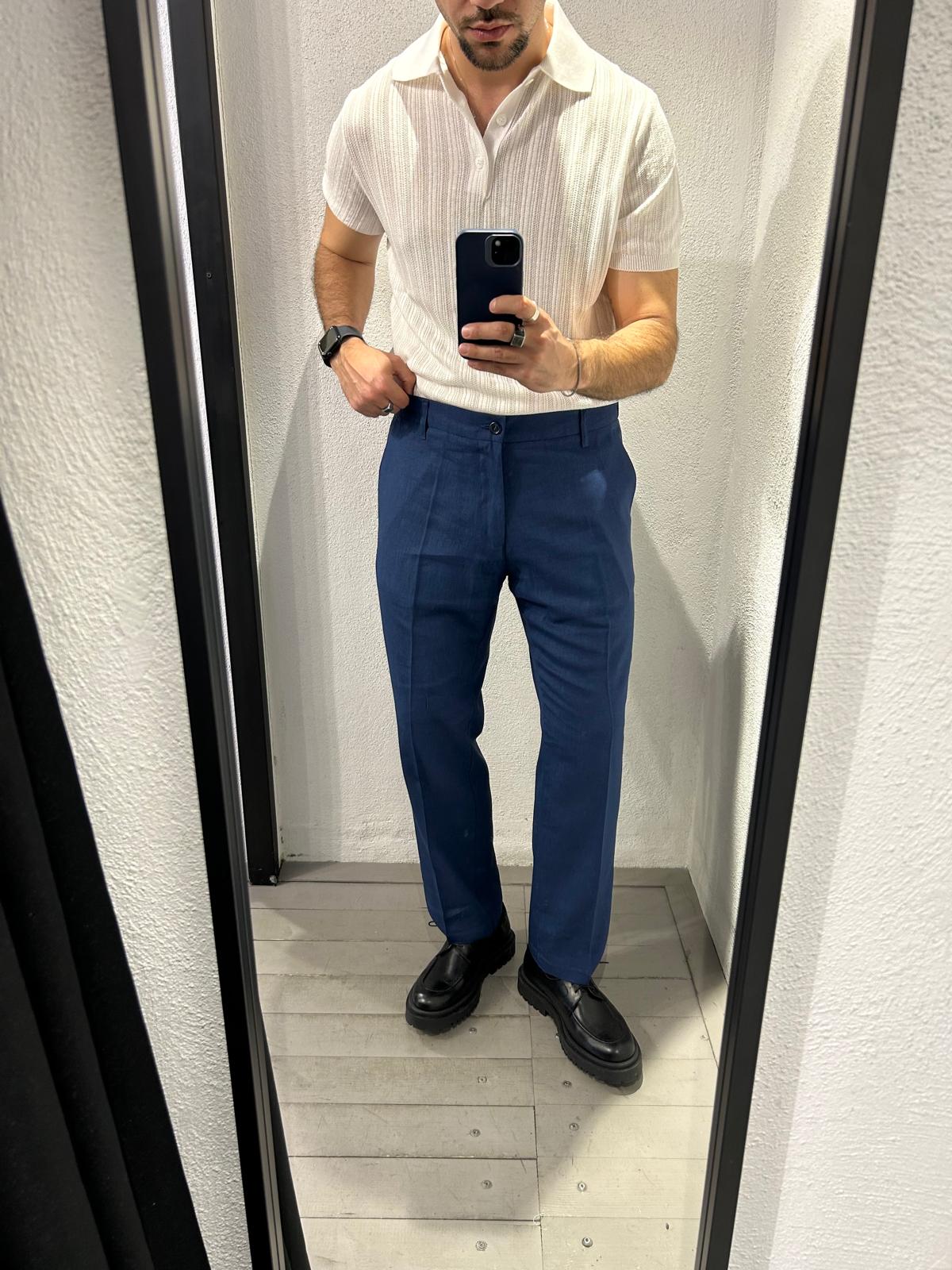 PANTALONE MAPPAMONDO IN MISTO LINO  - 1108