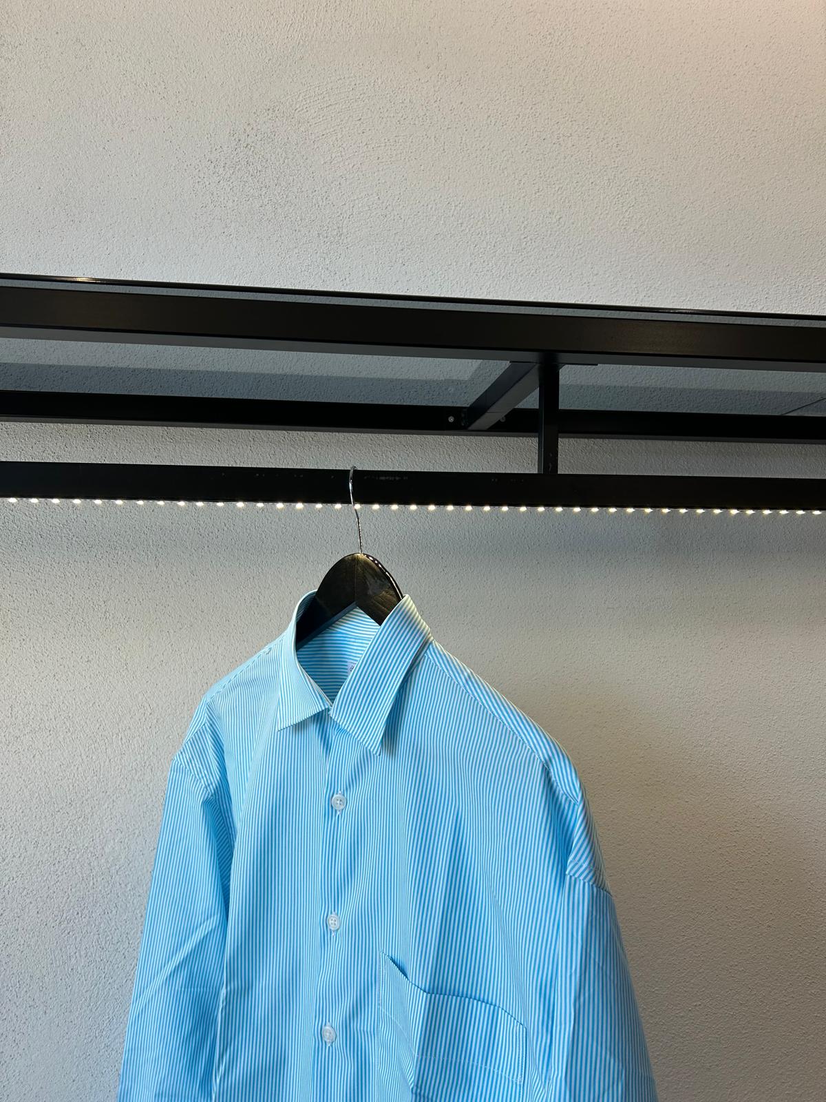 CAMICIA CROPPED OVERSIZE RIGA STRETTA - 1319