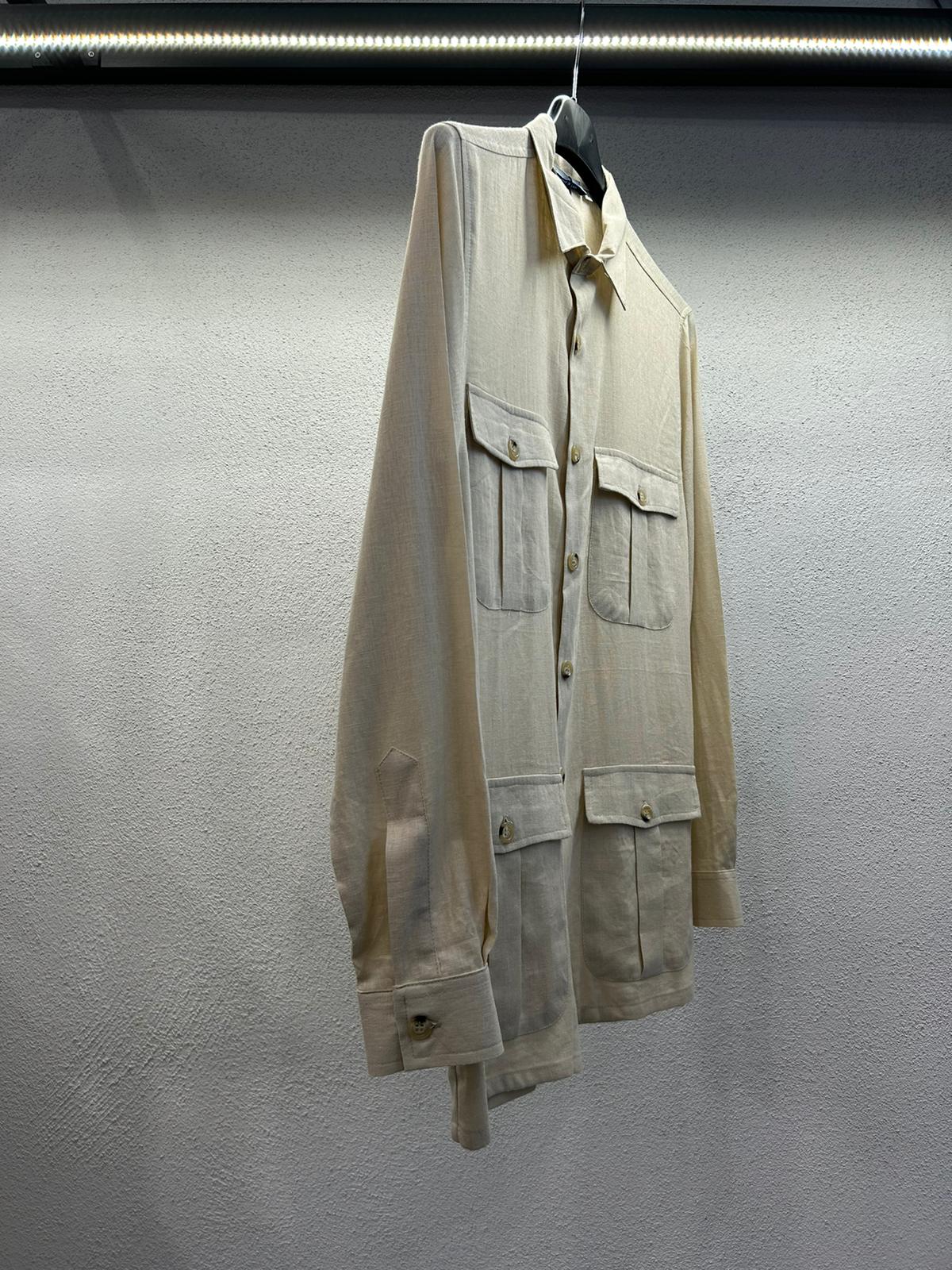 CAMICIA MAPPAMONDO SAHARIANA IN MISTO LINO  - 1109