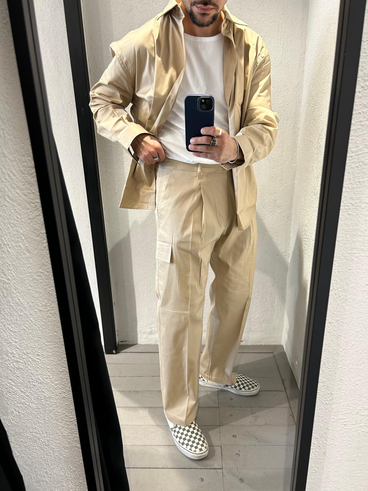 PANTALONE CARGO ROUND IN GABARDINA - 1356