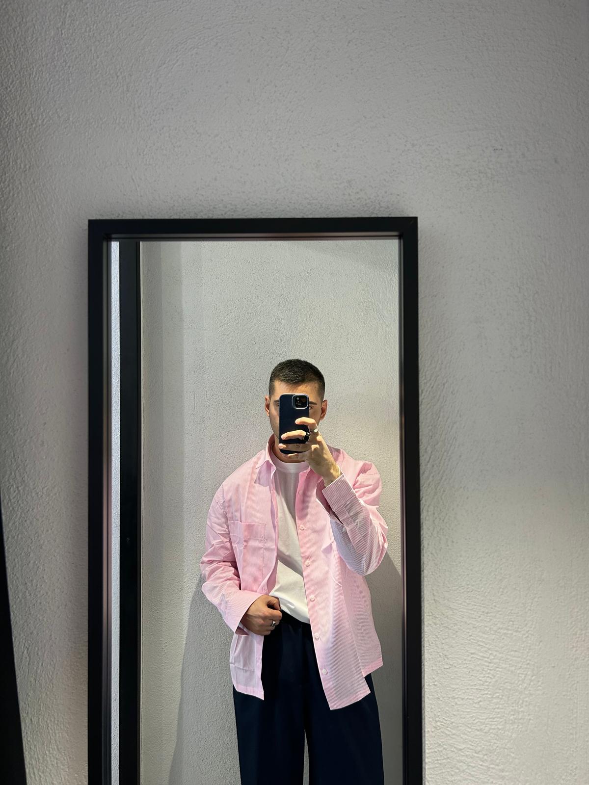 CAMICIA CROPPED OVERSIZE RIGA STRETTA - 1319