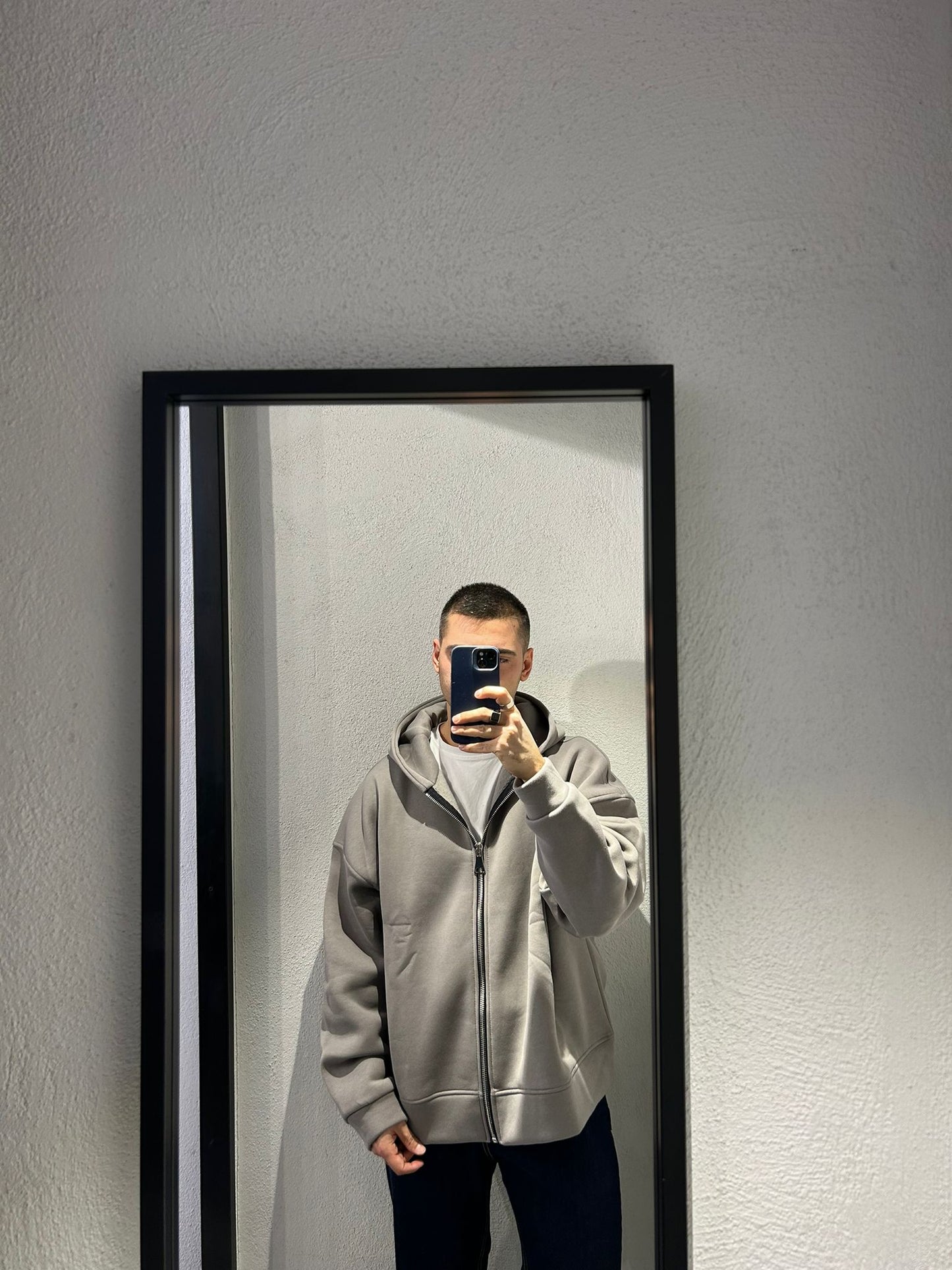 FELPA OVERSIZE CON ZIP E CAPPUCCIO - 1233