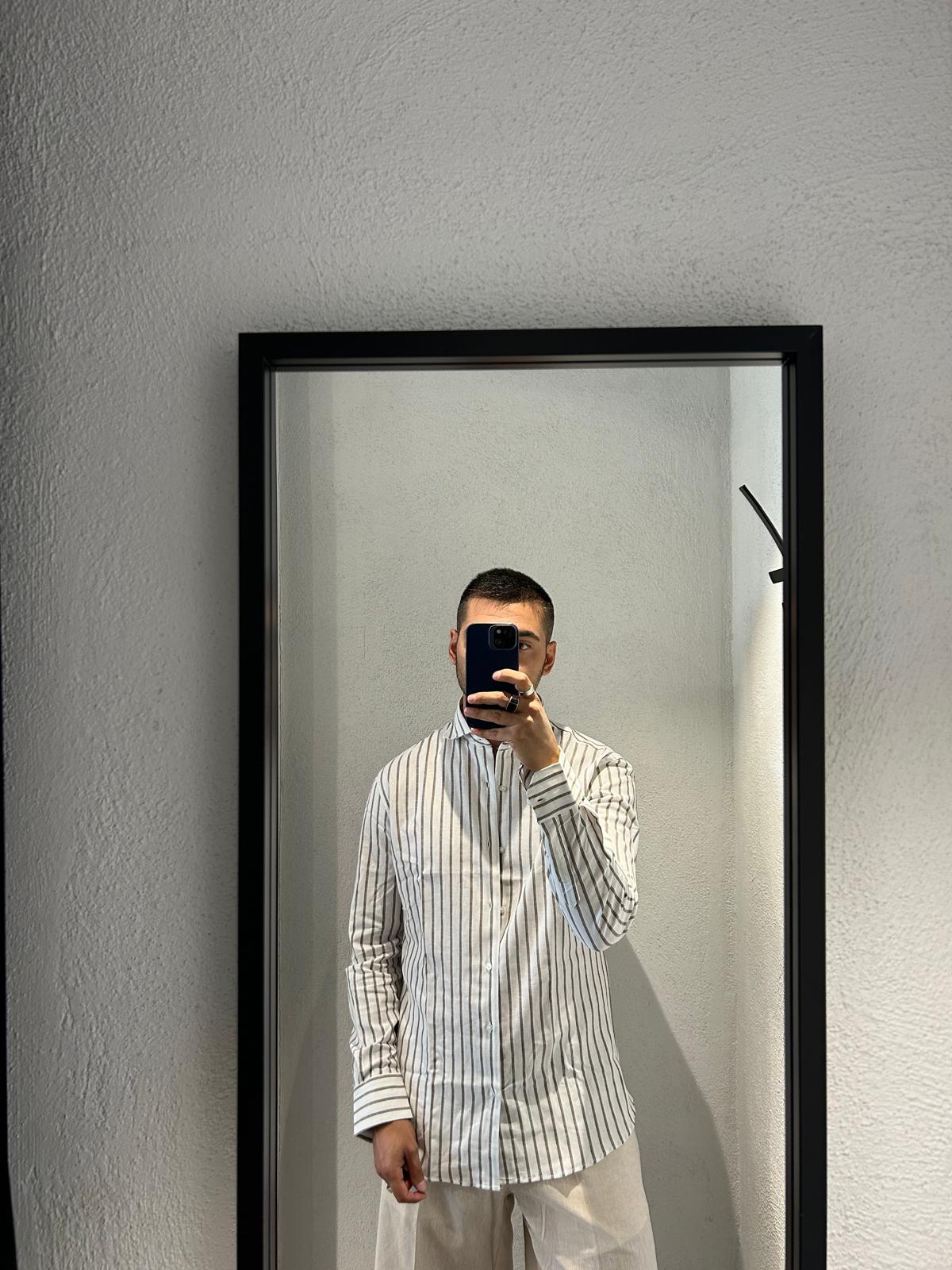CAMICIA REGULAR IN LINO COLLO FRANCESE - 1392