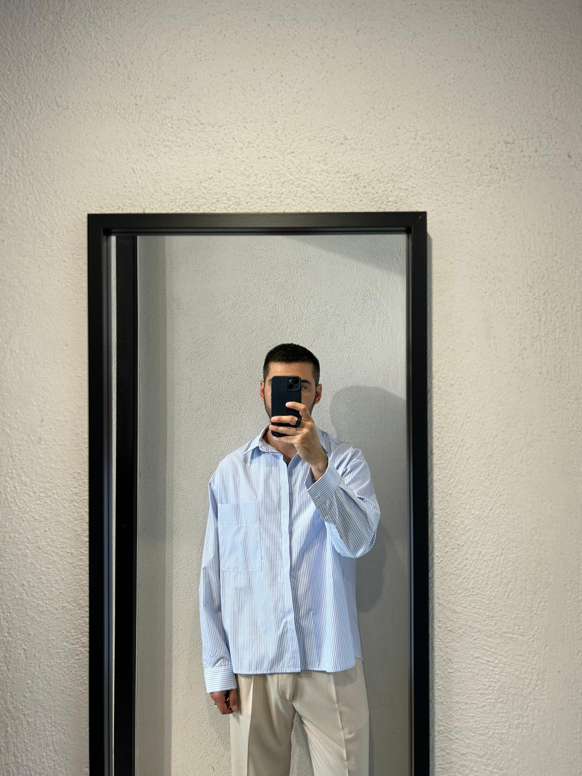 CAMICIA RIGATA OVERSIZE IN COTONE - 1612