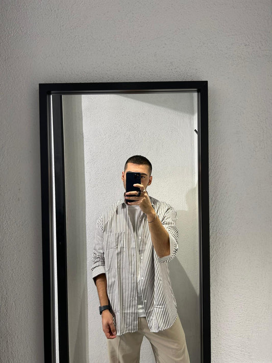 CAMICIA RIGATA OVERSIZE IN COTONE - 1523