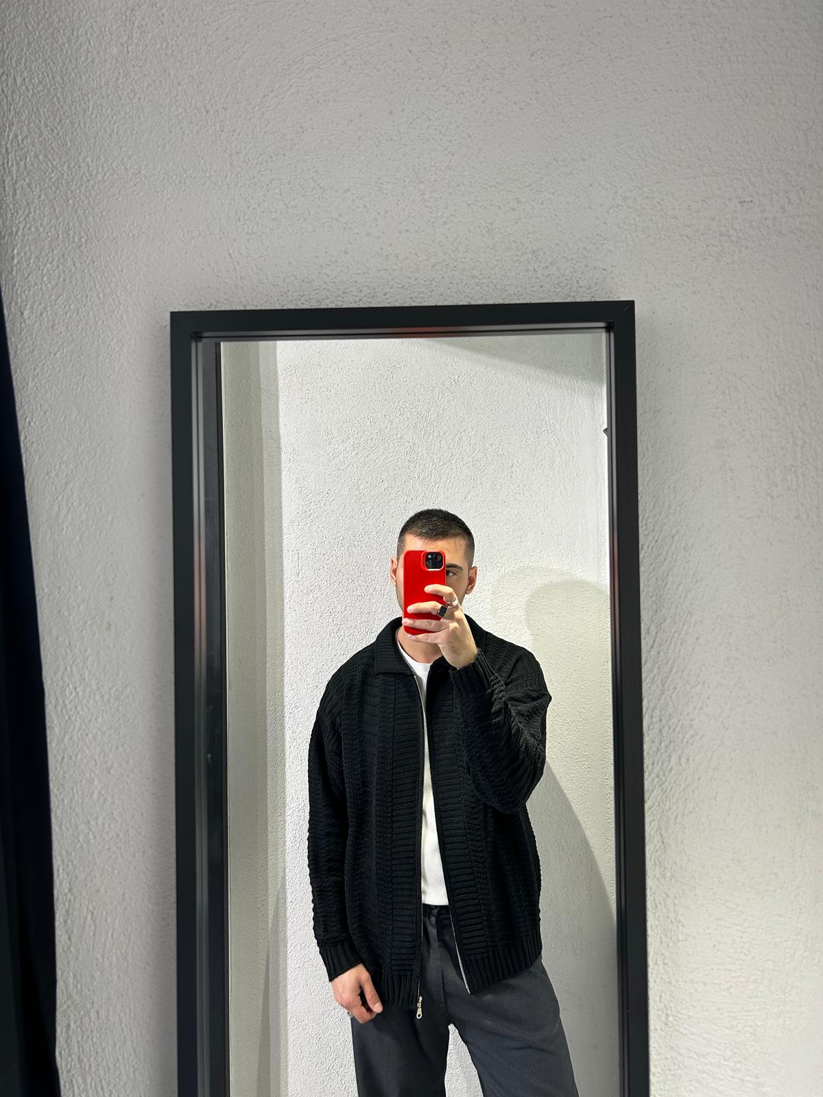 CARDIGAN POLO FULL ZIP CON TRAMA - 1554