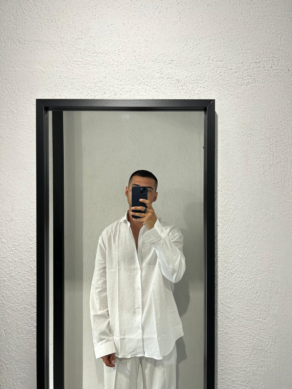 CAMICIA OVERSIZE IN LINO TINTA UNITA - 1720