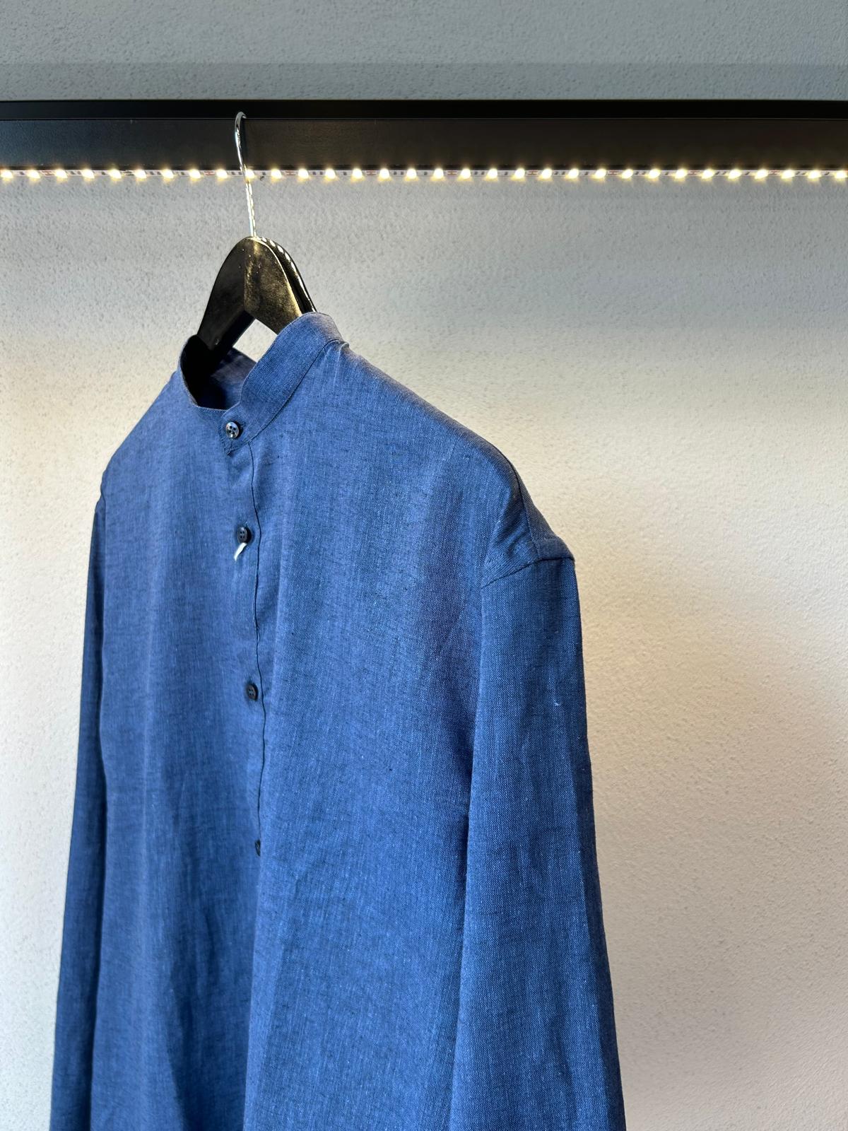 CAMICIA SERAFINO IN LINO COLLO PISTAGNA - 1168