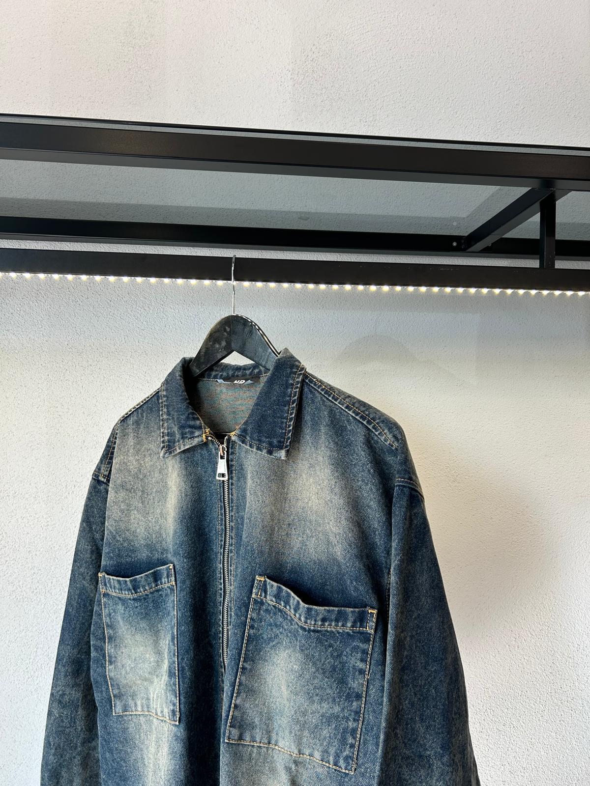 GIACCA IN DENIM SABBIATA CON ZIP - 1245