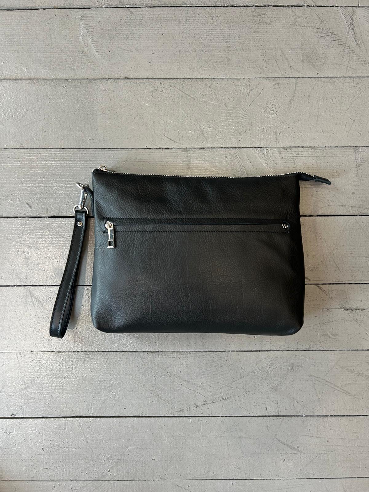 POCHETTE GRANDE IN VERA PELLE CON DOPPIA ZIP - 1179