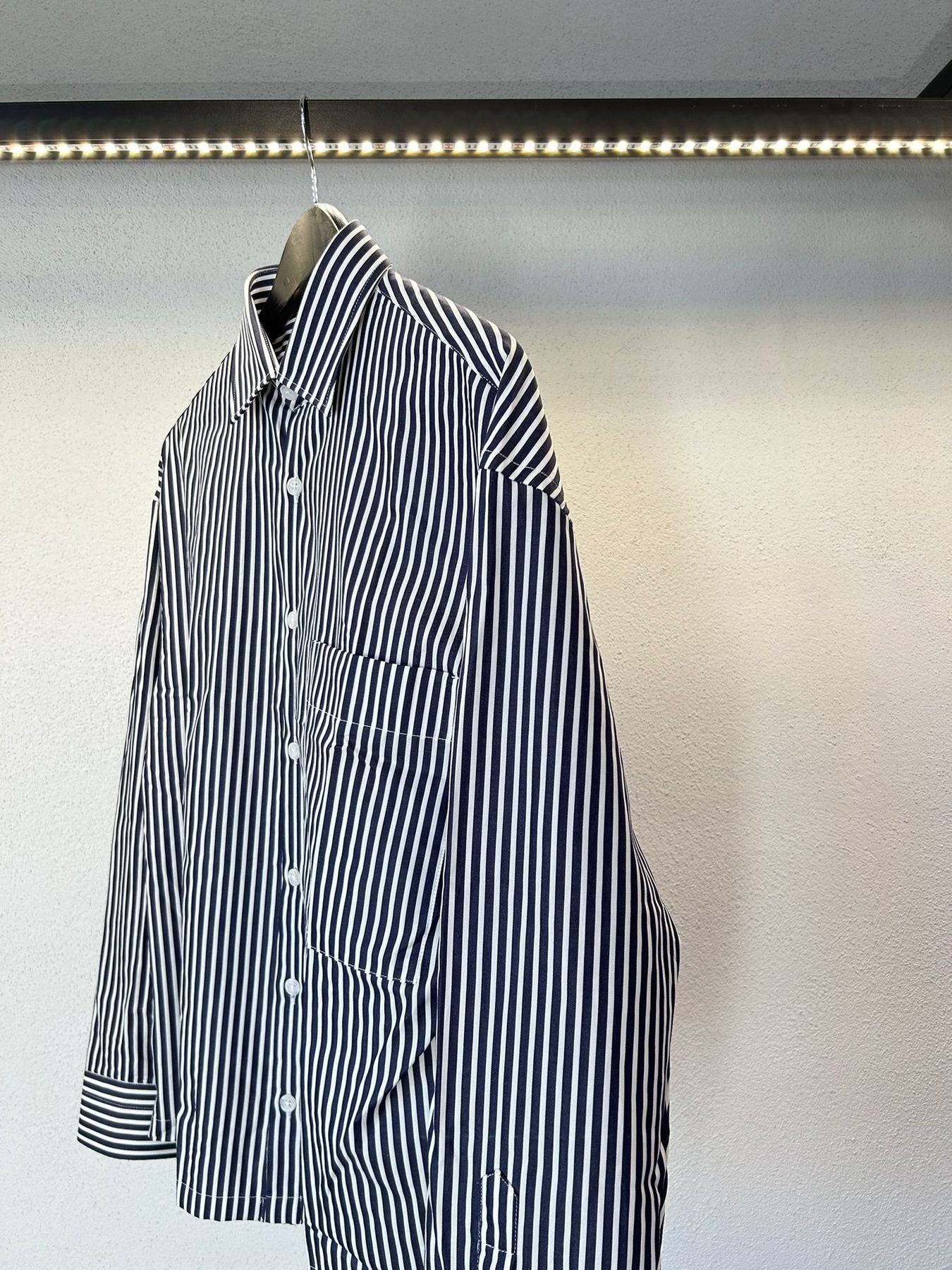 CAMICIA OVERSIZE CROPPED RIGATA - 1214