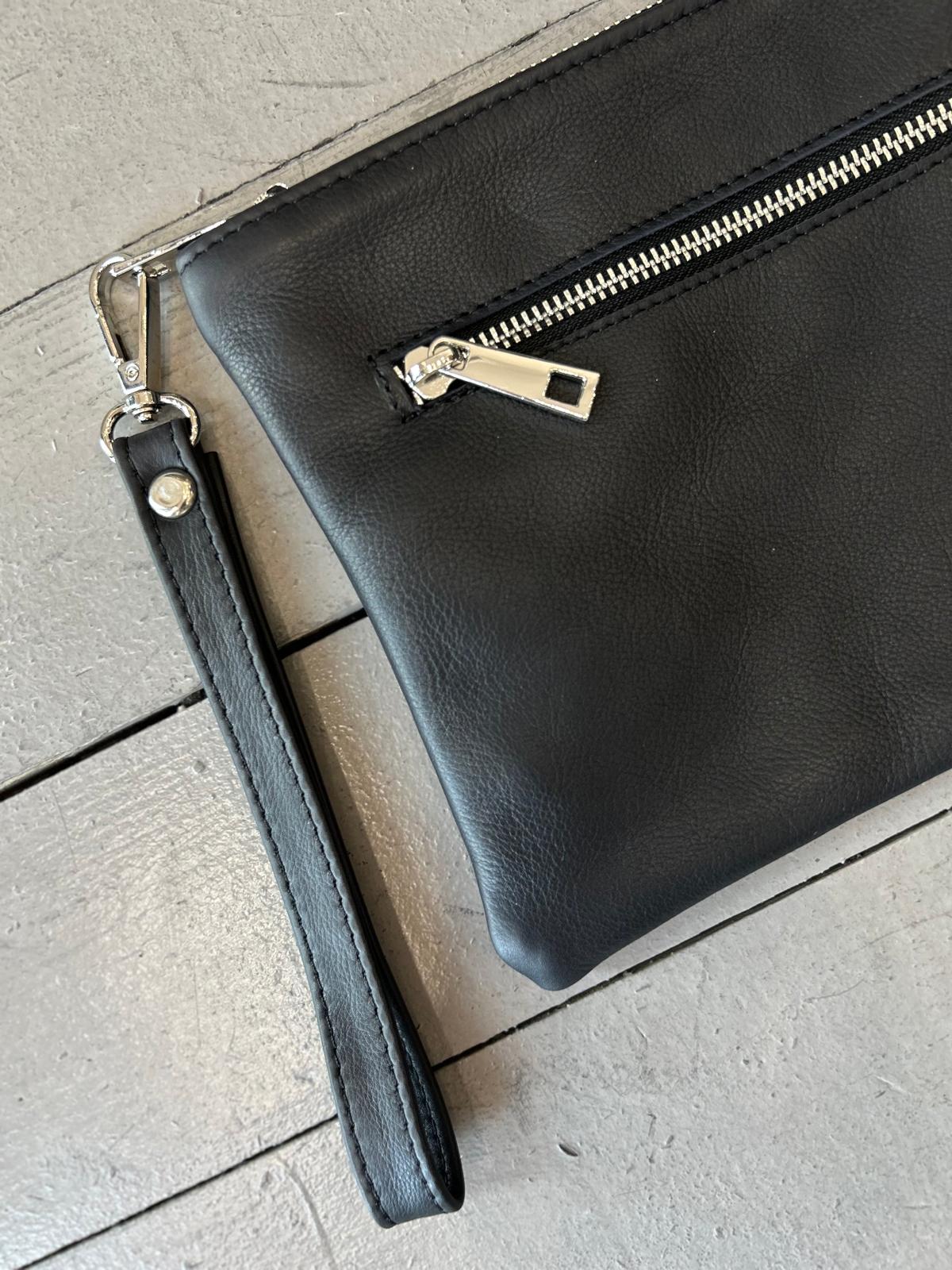 POCHETTE PICCOLA IN VERA PELLE CON DOPPIA ZIP - 1178