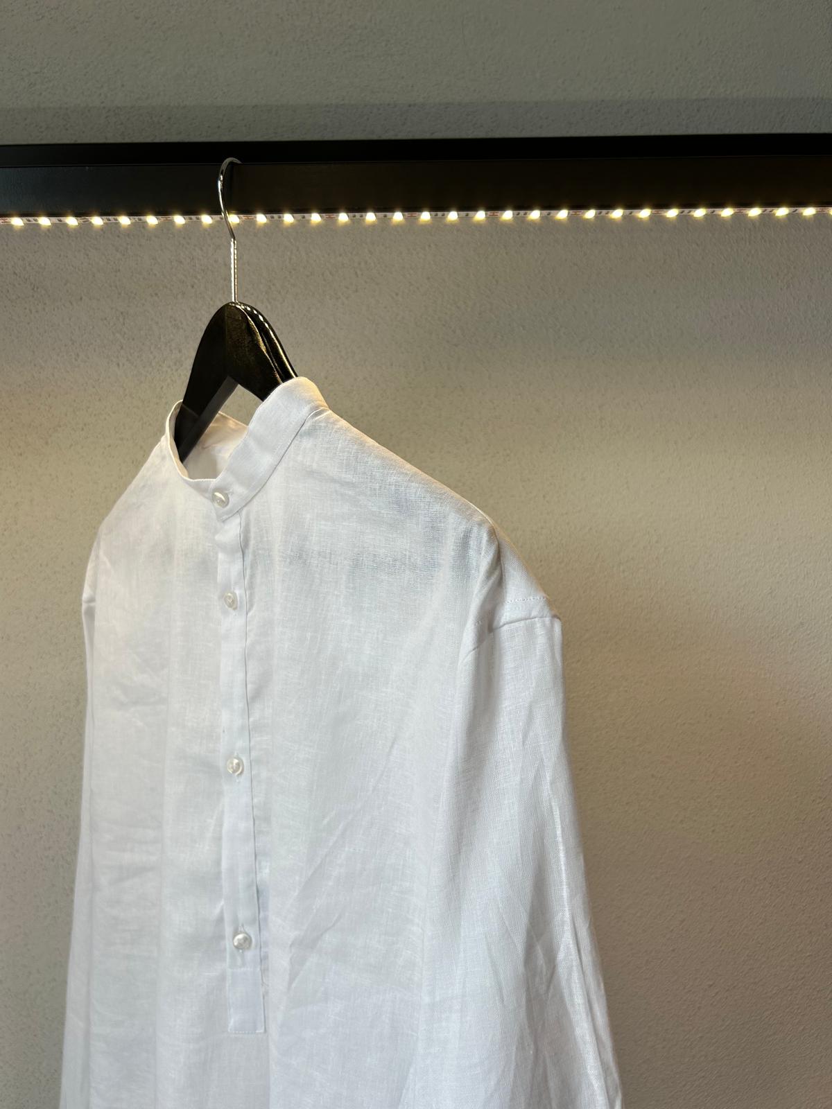CAMICIA SERAFINO IN LINO COLLO PISTAGNA - 1168