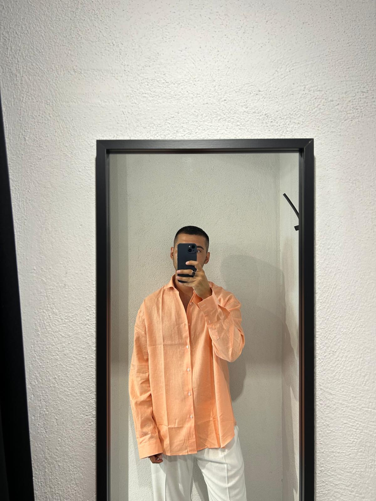 CAMICIA OVERSIZE IN LINO TINTA UNITA - 1720