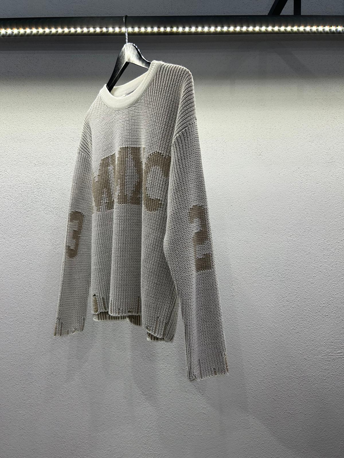 PULLOVER IN LANA CON STAMPA E ABRASIONI - 1254