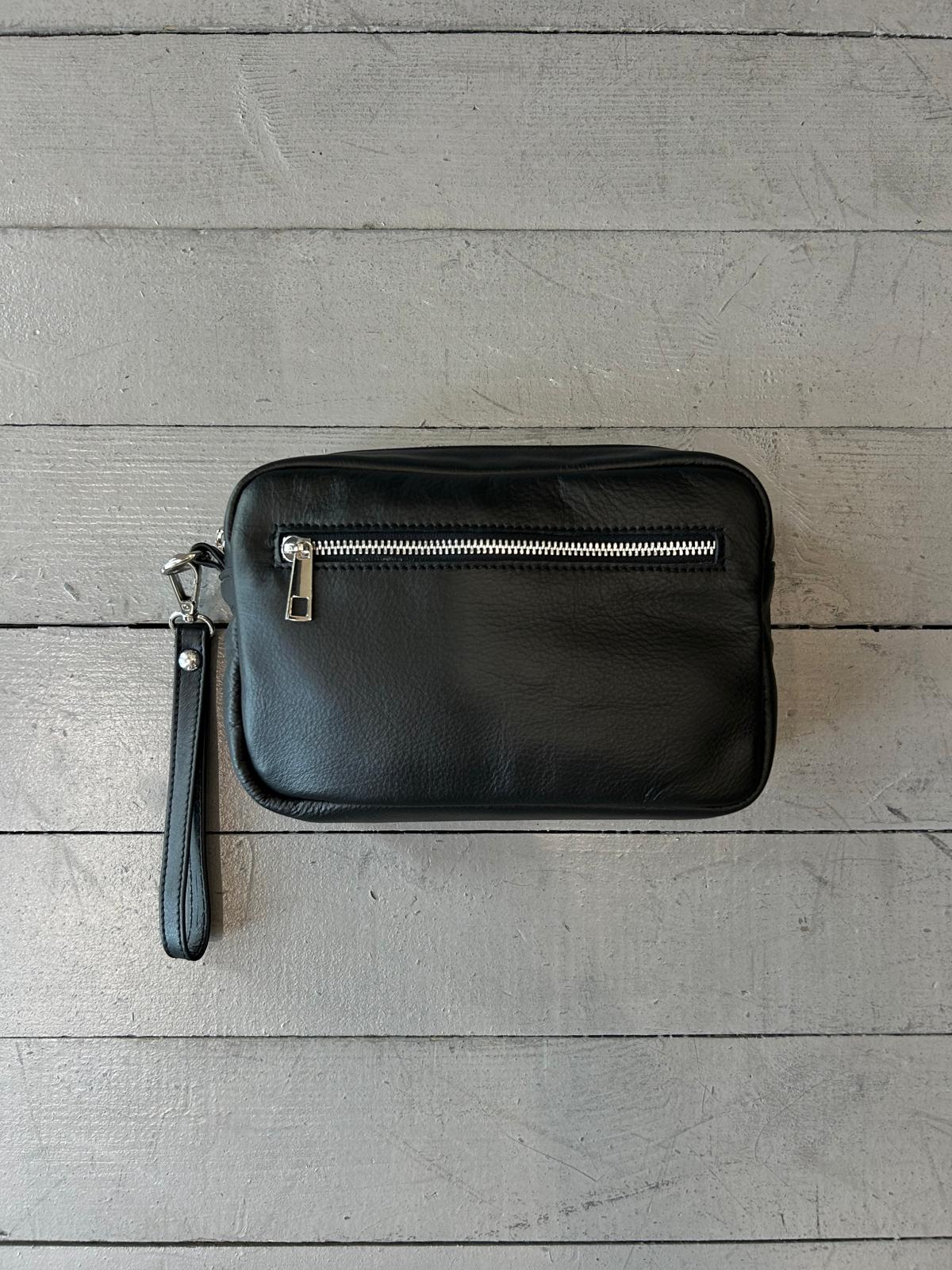 POCHETTE MEDIA IN VERA PELLE CON DOPPIA ZIP - 1180