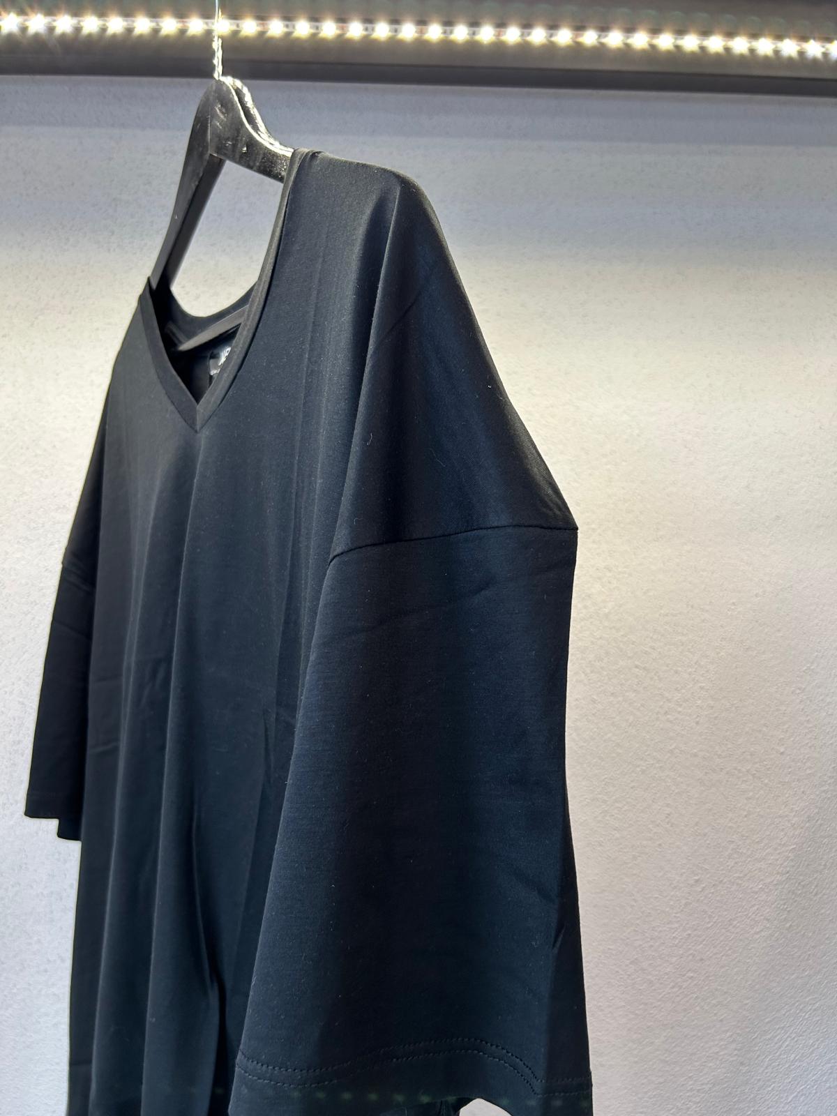 T SHIRT CROP SCOLLO A V IN FILO DI SCOZIA - 1162