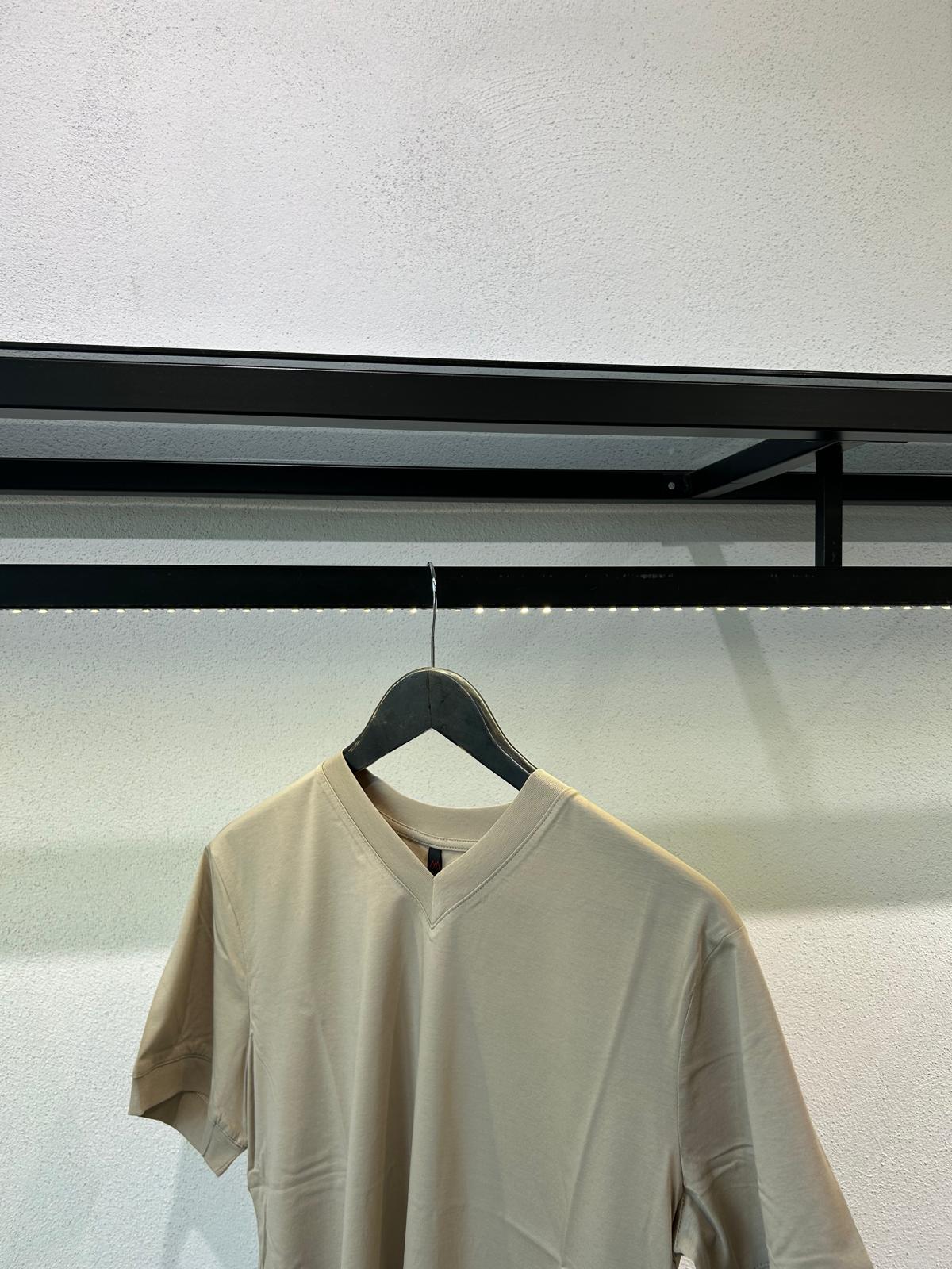 T SHIRT IN FILO DI SCOZIA SCOLLO A V - 1361