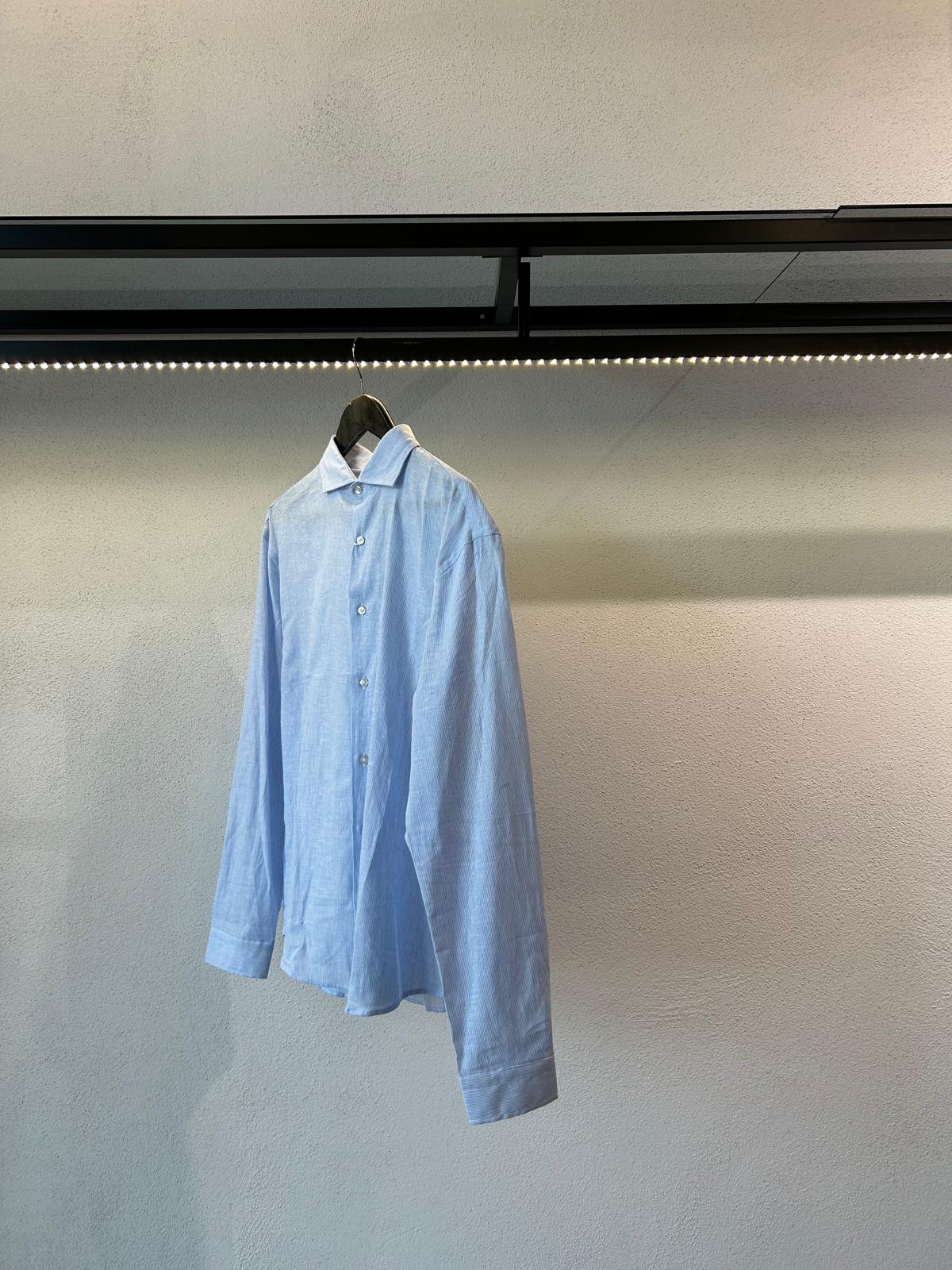 CAMICIA OVER IN LINO RIGA STRETTA - 1668