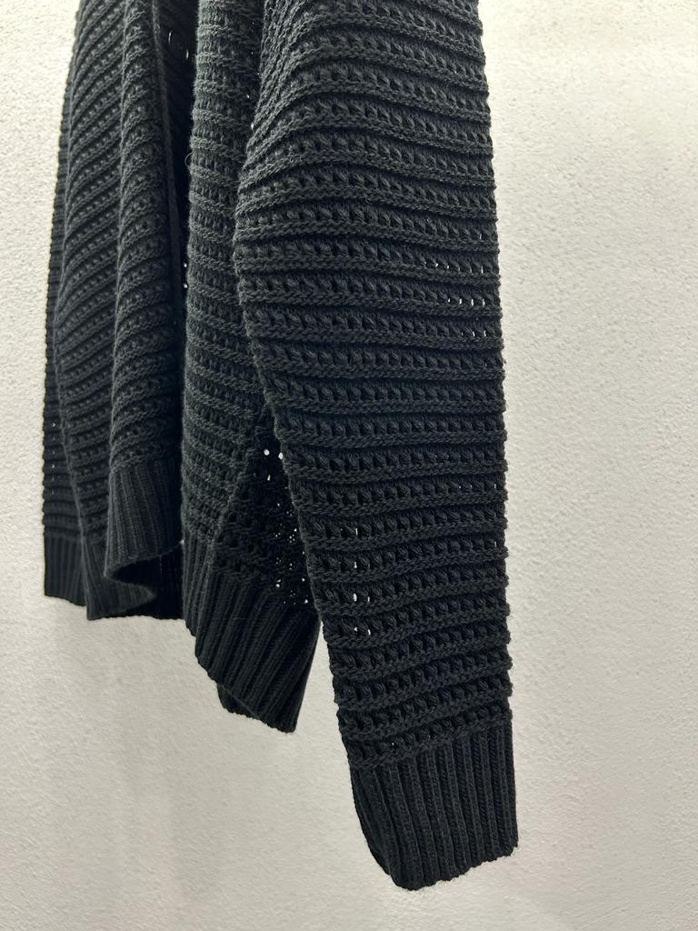 CARDIGAN TRAFORATO CON COLLO POLO
