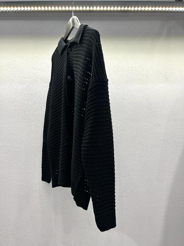 CARDIGAN TRAFORATO CON COLLO POLO