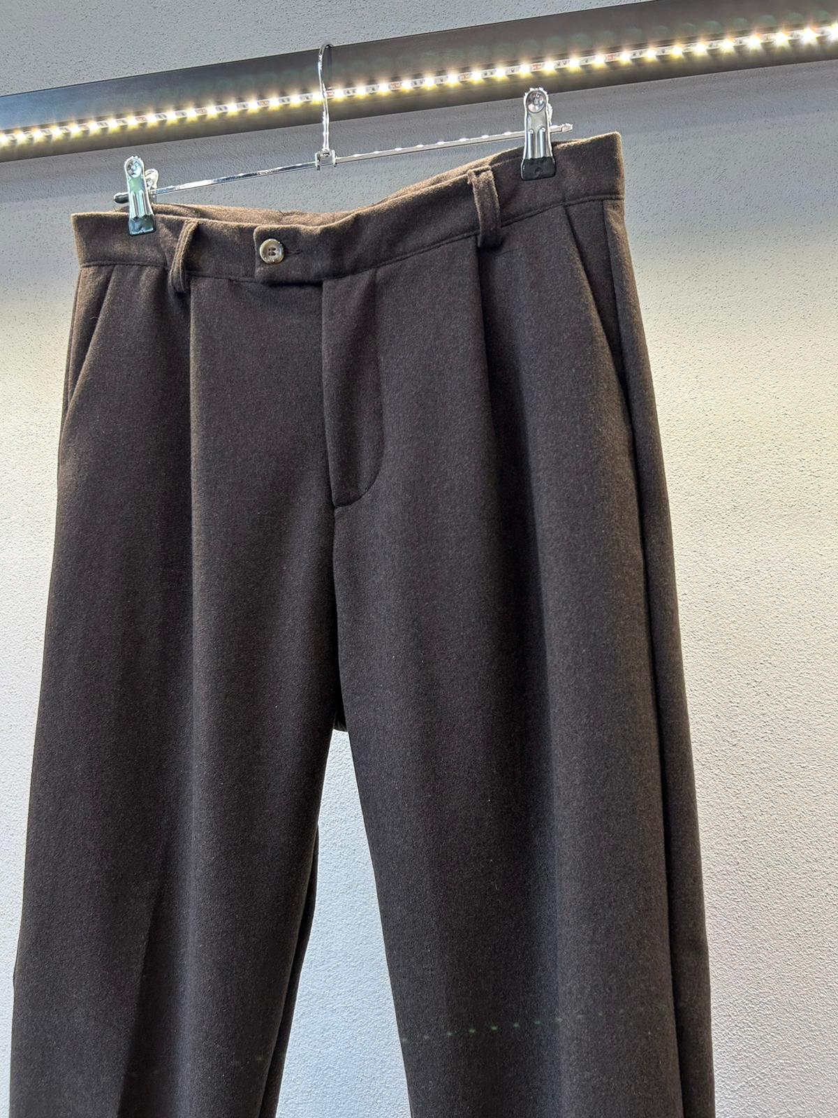 PANTALONE COMODO IN LANA CON PIEGONE DA COMPLETO