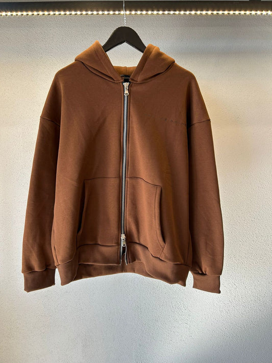 FELPA OVERSIZE CON ZIP E CAPPUCCIO