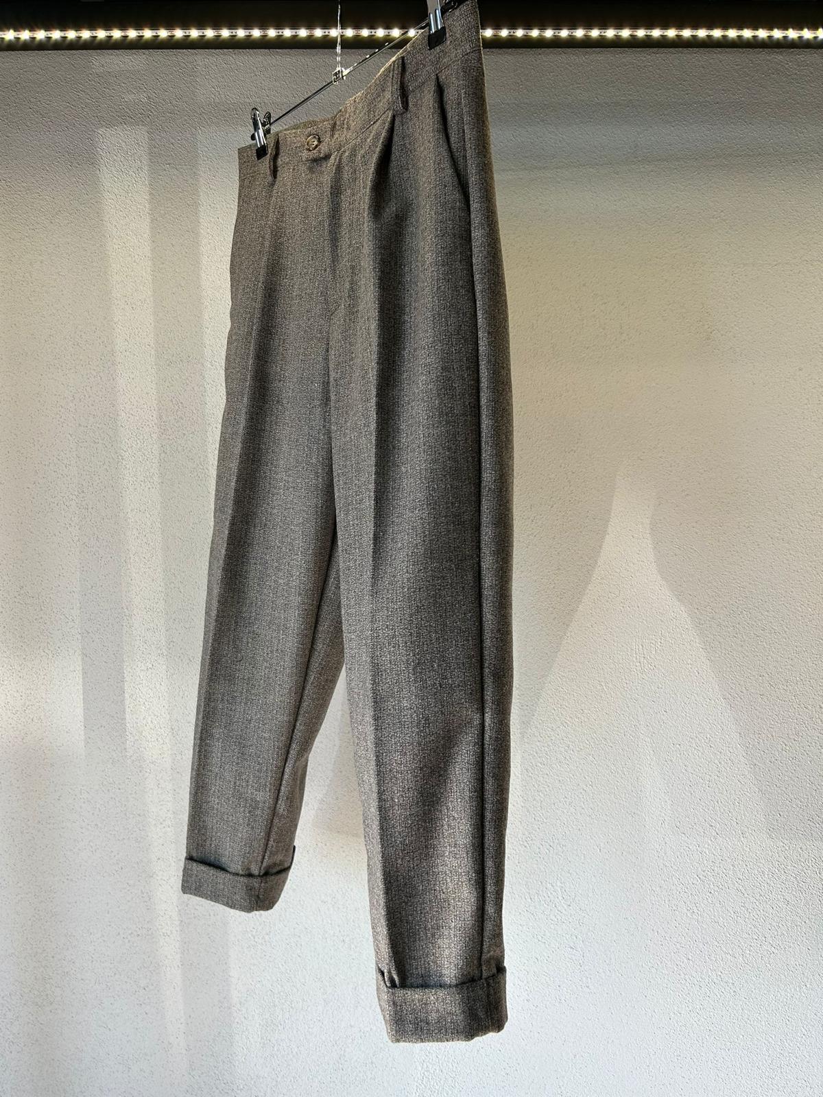 PANTALONE COMODO IN LANA CON PIEGONE DA COMPLETO