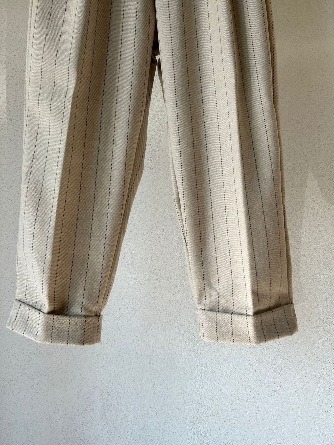 PANTALONE COMODO IN LANA CON PIEGONE DA COMPLETO